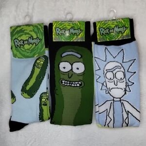 Rick And Morty Crew Socks. 3 Pair NWT